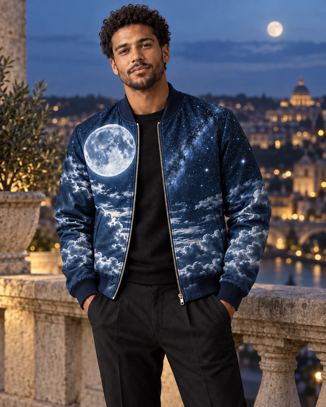 Lunar Glow Bomber Jacket — Front view