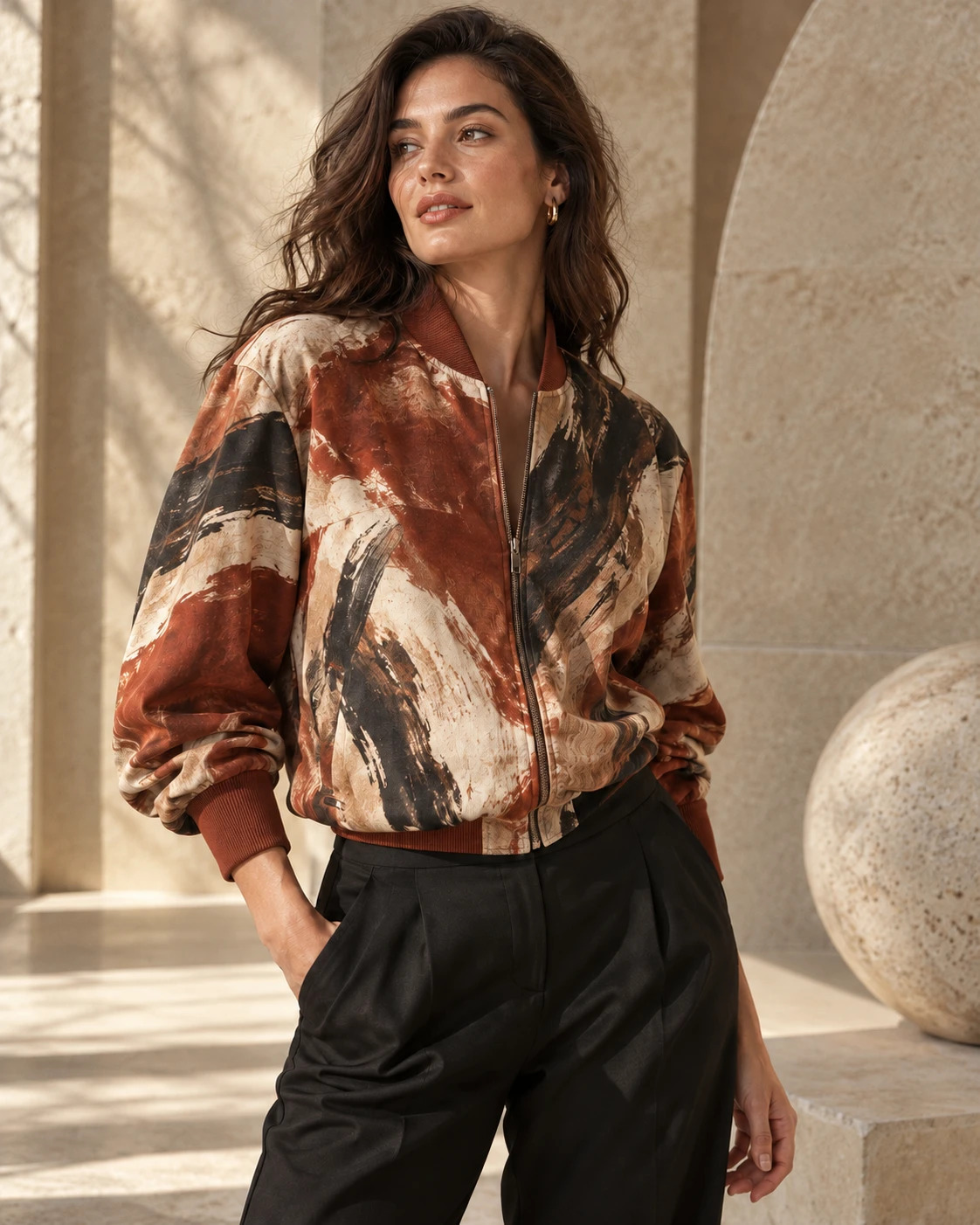 Brushstroke Bomber Jacket — Front view